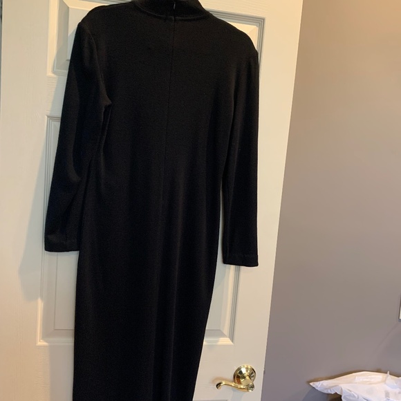 Nina Charles for Kasper ASL Black Mock Neck Midi Dress sz M - Picture 4 of 5